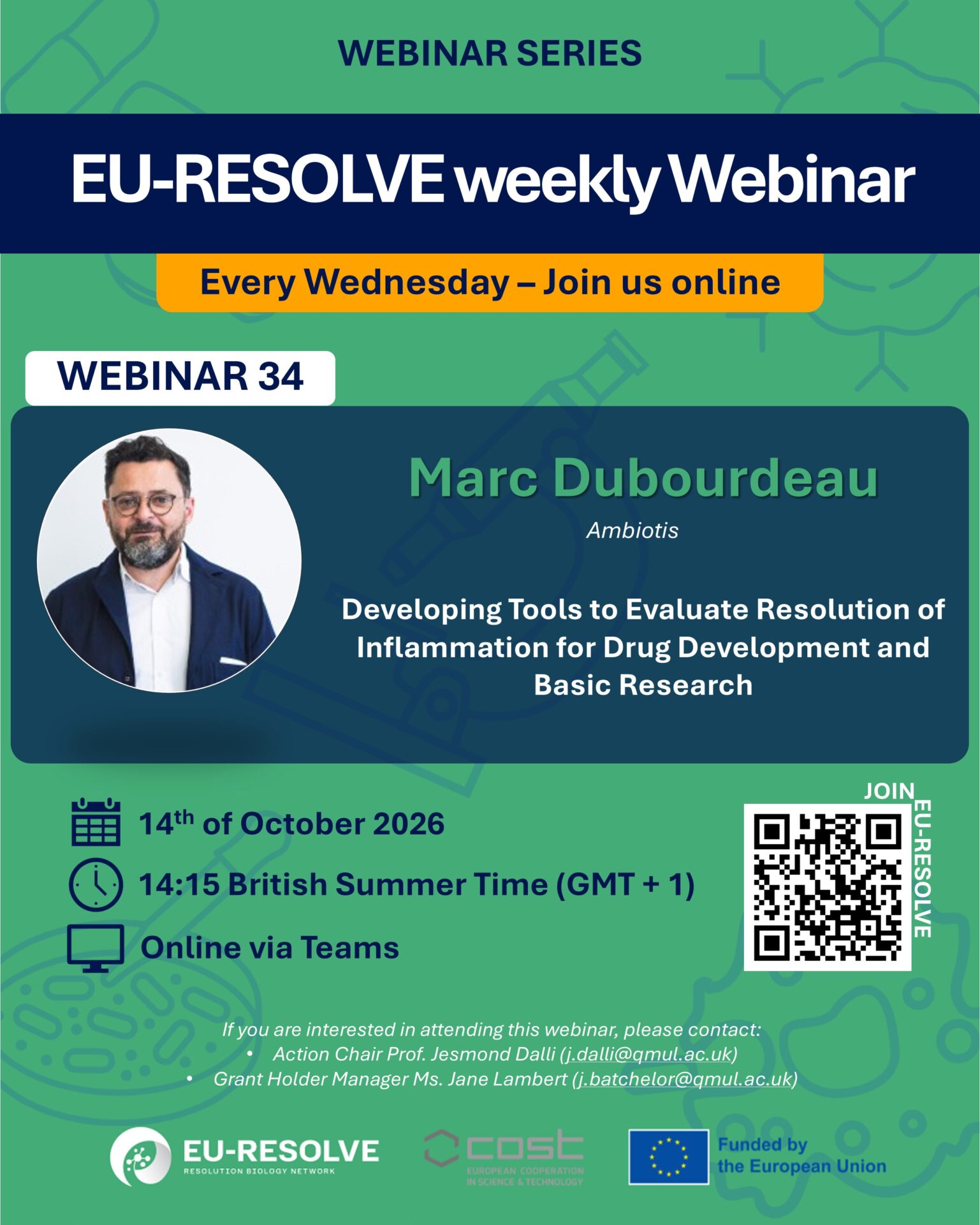 EU RESOLVE weekly webinar poster Marc Dubourdeau