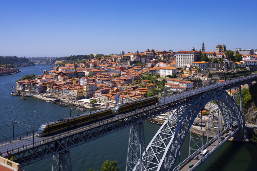 Aerial view famous bridge porto portugal (1) (1)